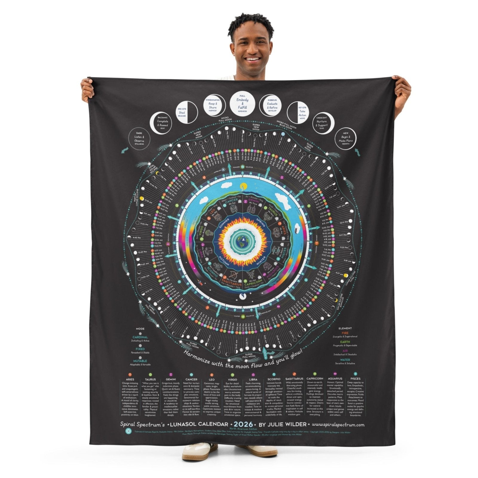 Luna Sol Calendar | Poster or Tapestry - Spiral Spectrum