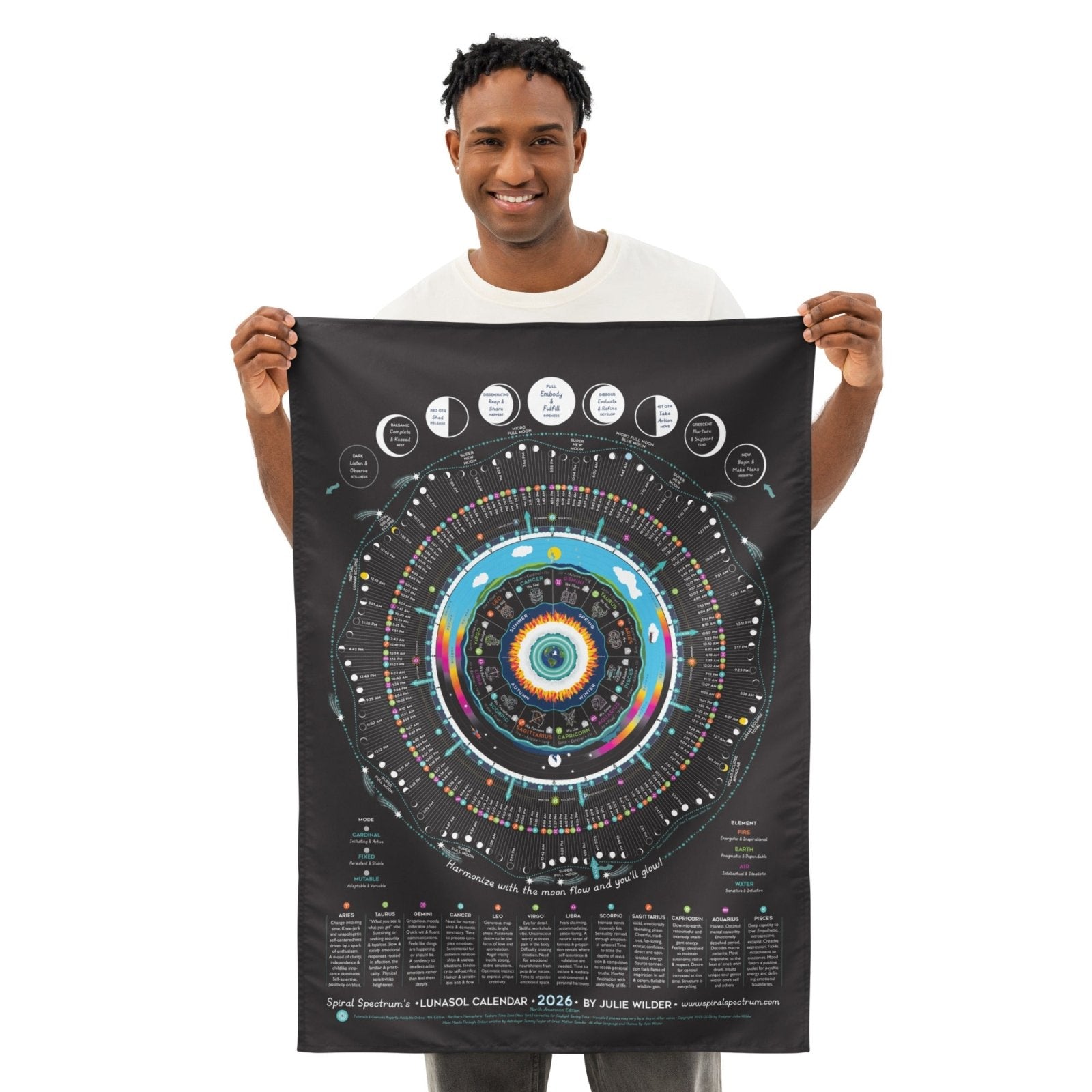 Luna Sol Calendar | Poster or Tapestry - Spiral Spectrum